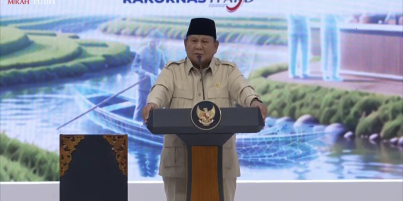 Presiden Republik Indonesia, Prabowo Subianto saat berpidato dalam Rakornas TPAKD 2026 di Jakarta, Kamis, 22 Oktober 2026. [Foto: YouTube Setpres]