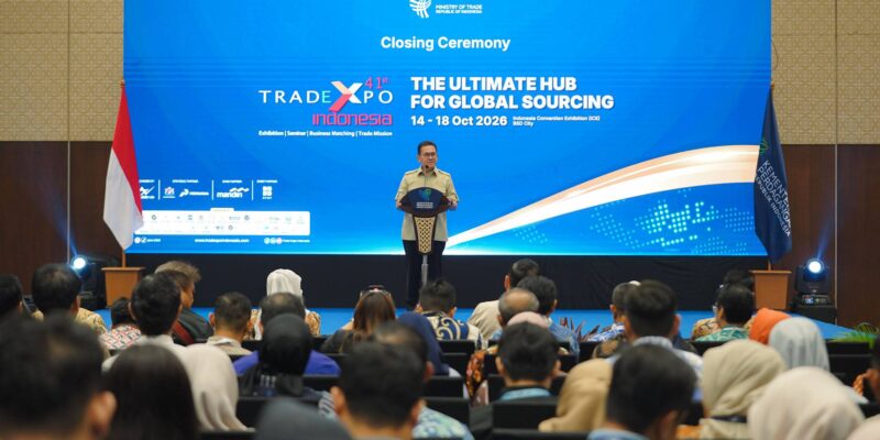 Menteri Perdagangan, Budi Santoso melakukan konferensi pers penutupan Trade Expo Indonesia (TEI) ke-41 di BSD City, Tangerang, Banten/Ditjen PEN Kemendag RI