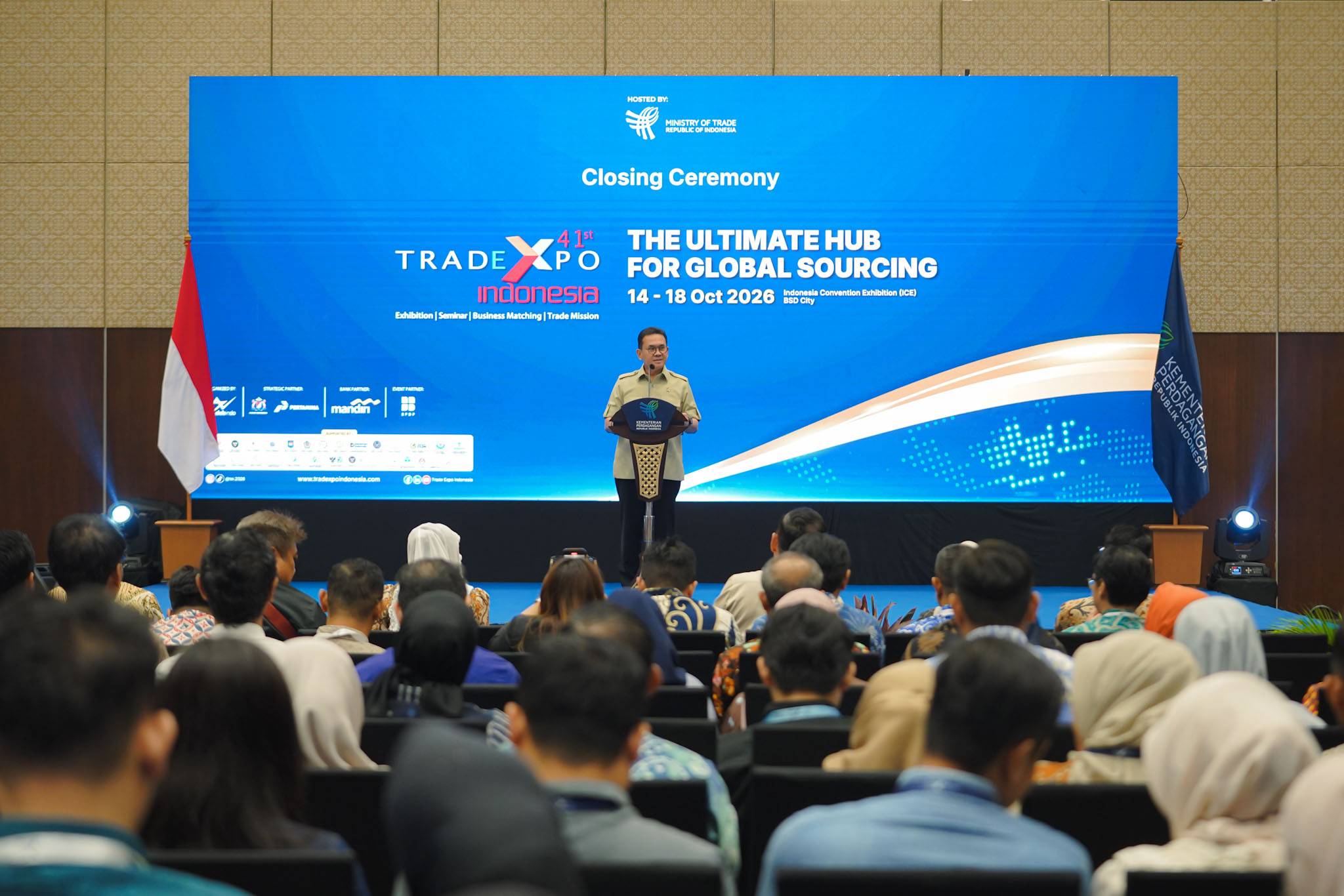 Menteri Perdagangan, Budi Santoso melakukan konferensi pers penutupan Trade Expo Indonesia (TEI) ke-41 di BSD City, Tangerang, Banten/Ditjen PEN Kemendag RI