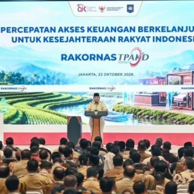Presiden Prabowo Subianto memberikan arahan saat acara Rapat Koordinasi Nasional Tim Percepatan Akses Keuangan Daerah (Rakornas TPAKD) 2026 di JIExpo Kemayoran, Jakarta (Foto: Antara Foto/Fauzan)